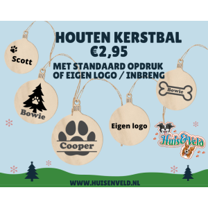 Houten kerstbal Bedrukt Houten kerstbal Bedrukt